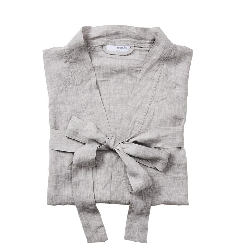 Vintage Washed Grey Marle Linen Robe