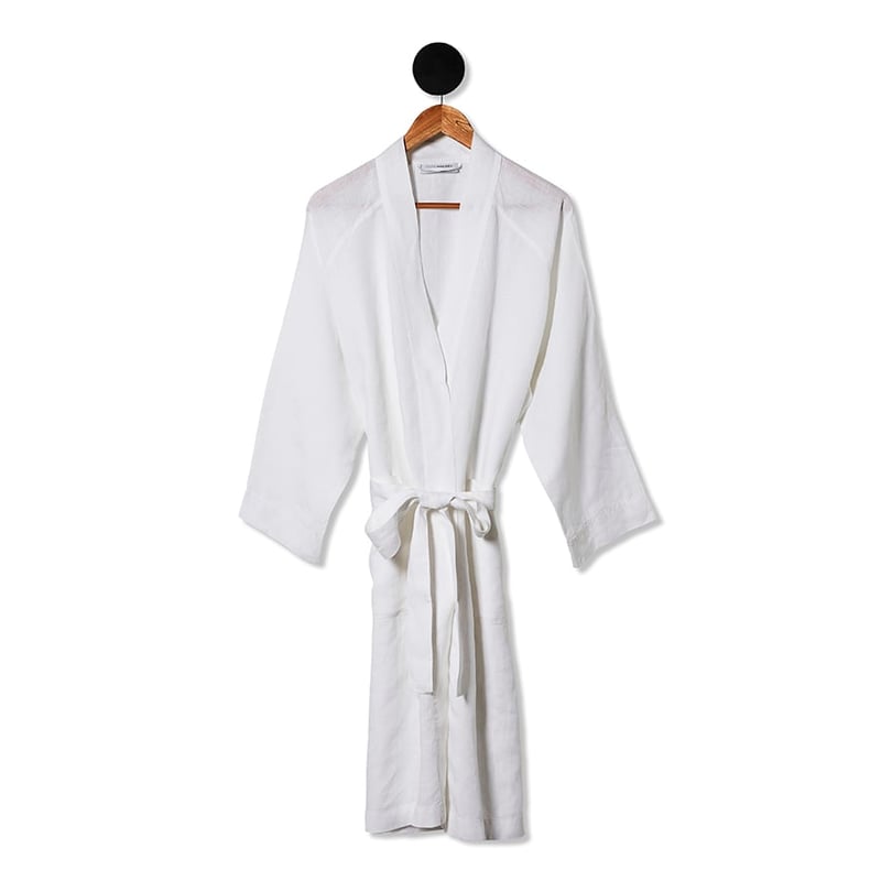 Vintage Washed Linen Bathrobe White