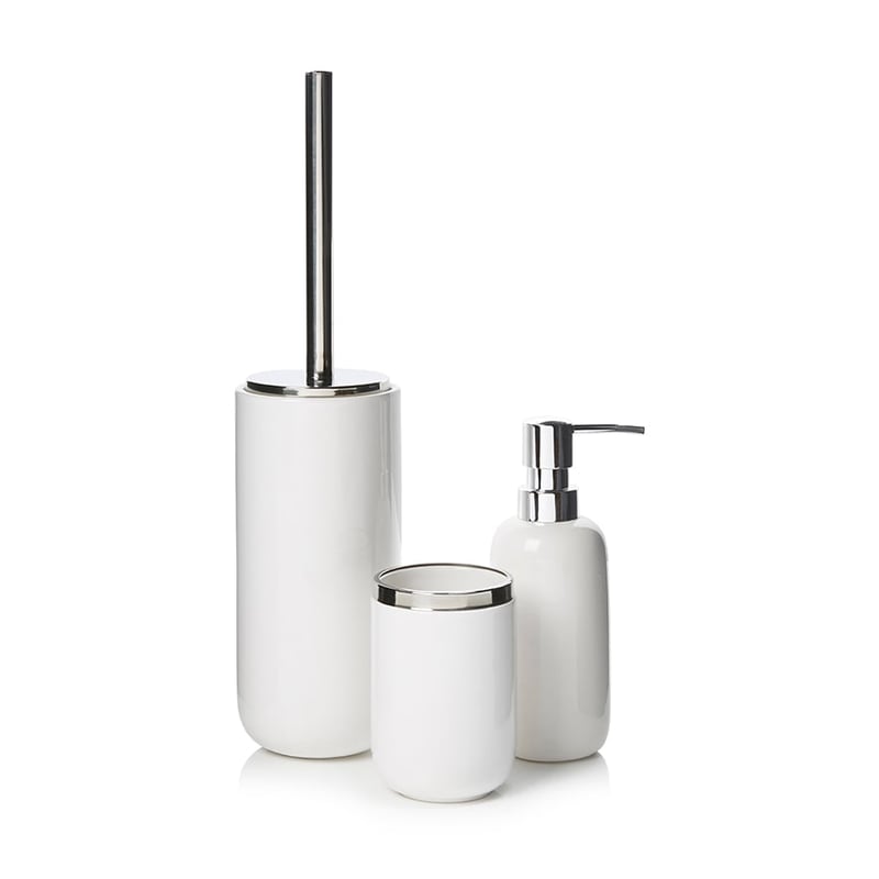 Ollie Bathroom Accessories White & Silver