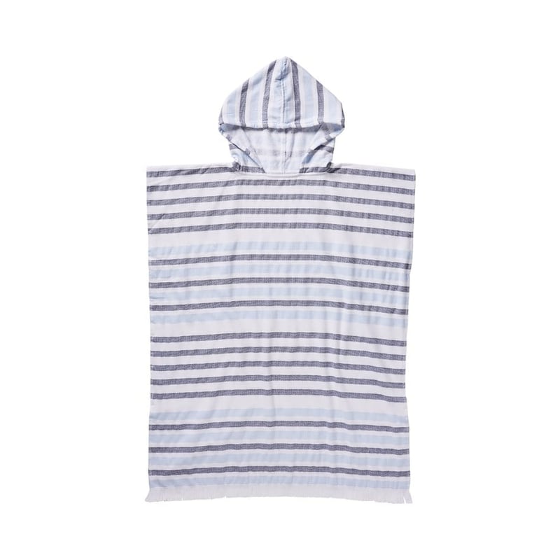 European Turkish Antalya Soft Blue Stripe Hooded Beach Towel