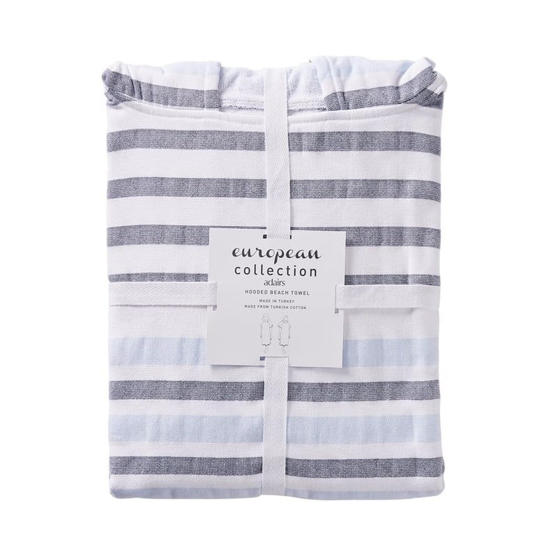 European Turkish Antalya Soft Blue Stripe Hooded Beach Towel