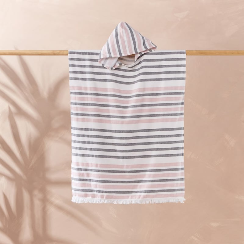 European Turkish Antalya Soft Pink Stripe Hooded Beach Towel
