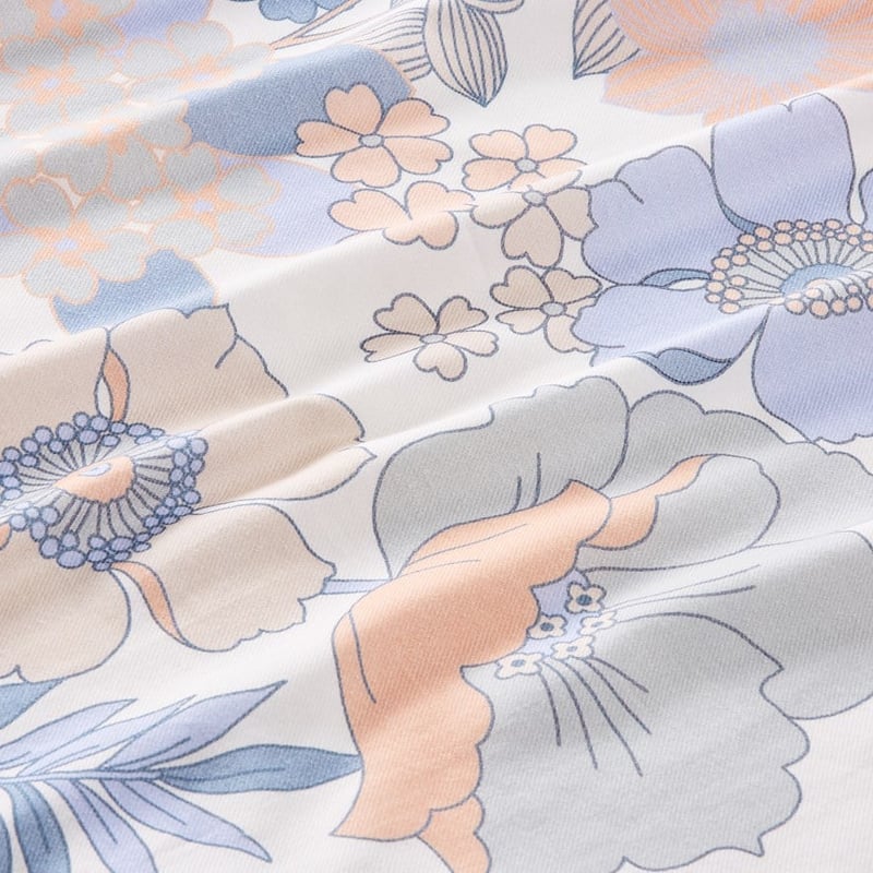 European Turkish Peshtemal Flora Blues Beach Towel