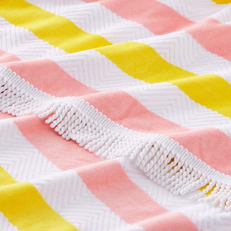 Velour Coastal Stripe Pink Beach Towel