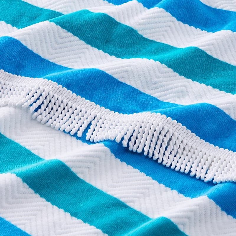 Velour Coastal Stripe Blue Beach Towel 