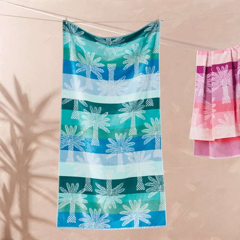 Velour Cuba Aqua Beach Towel 