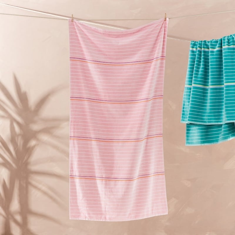 Velour Summer Stripe Pink Beach Towel 