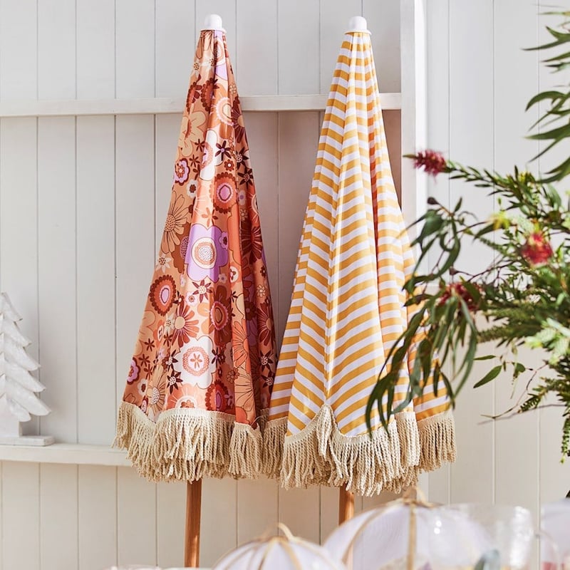 Holiday Retro Floral Beach Umbrella