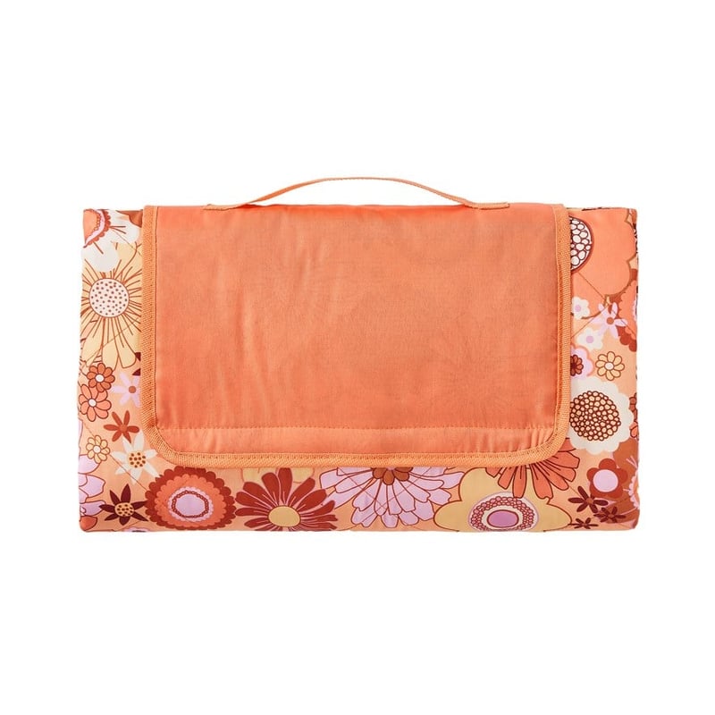 Round Retro Floral Picnic Rug