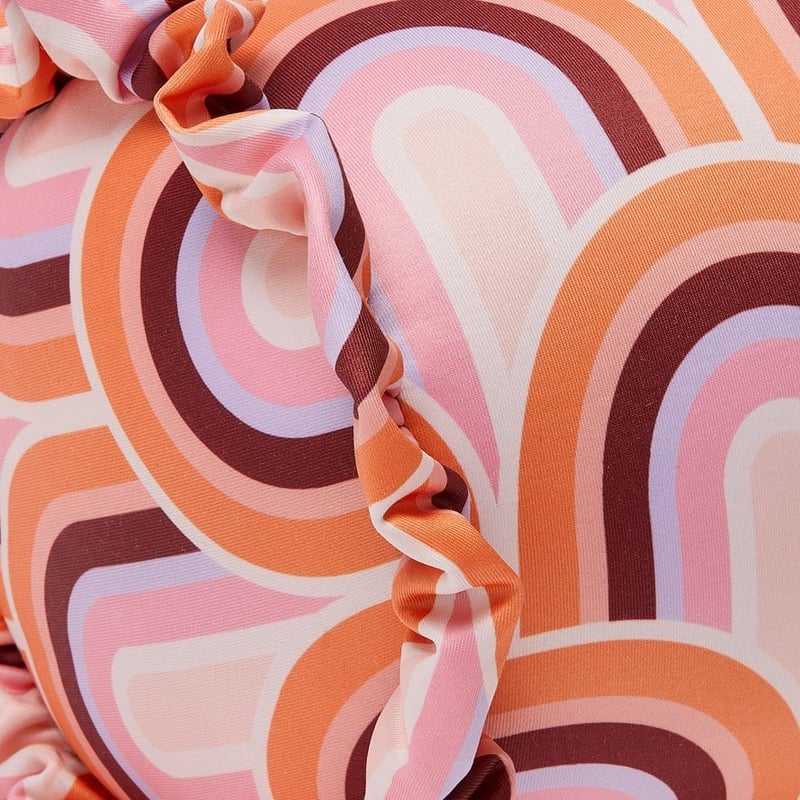 Cylinder Retro Rainbow Pinks Beach Pillow 