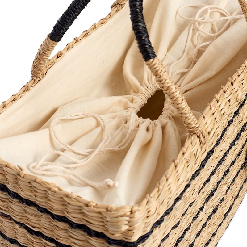 Seagrass Natural and Black Beach Basket 