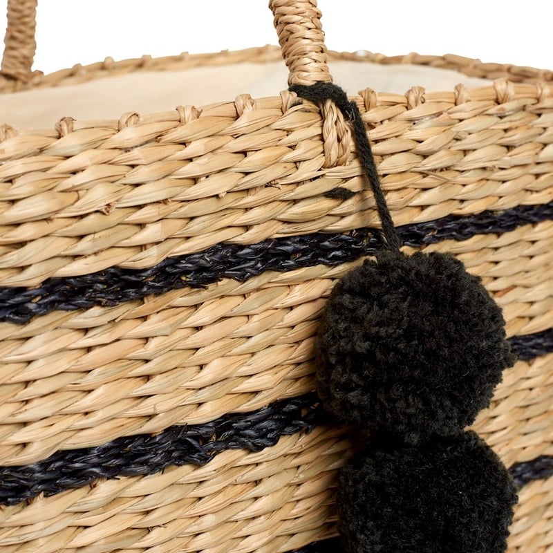 Seagrass Natural and Black Beach Basket 