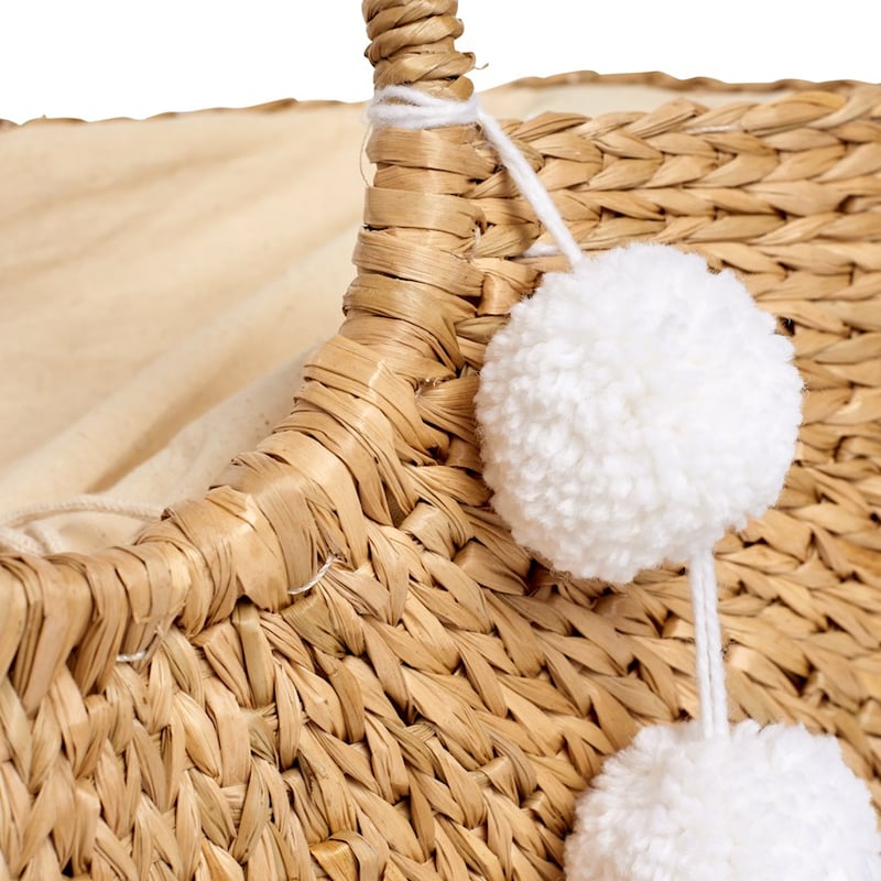 Seagrass Natural Pom Pom Beach Basket