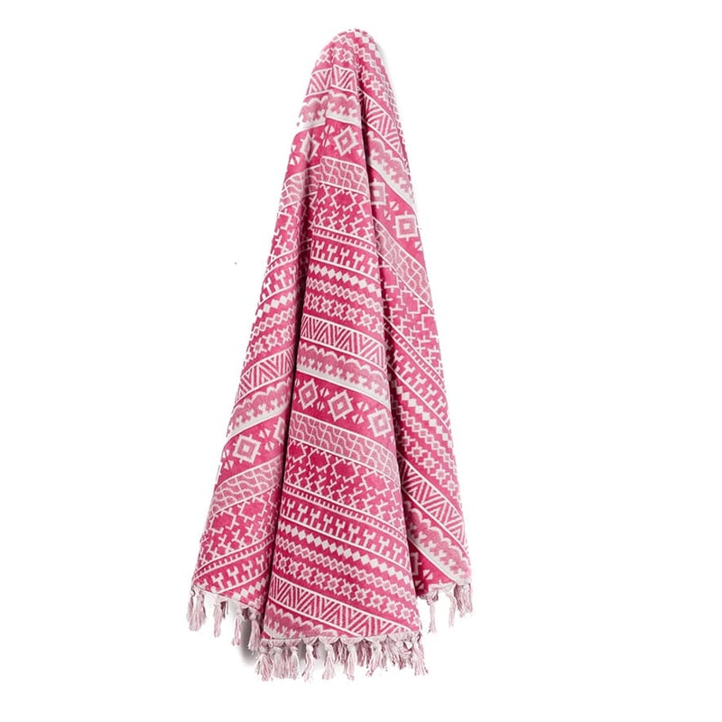 Hot Pink European Beach Kusadasi Velour Circle Towel