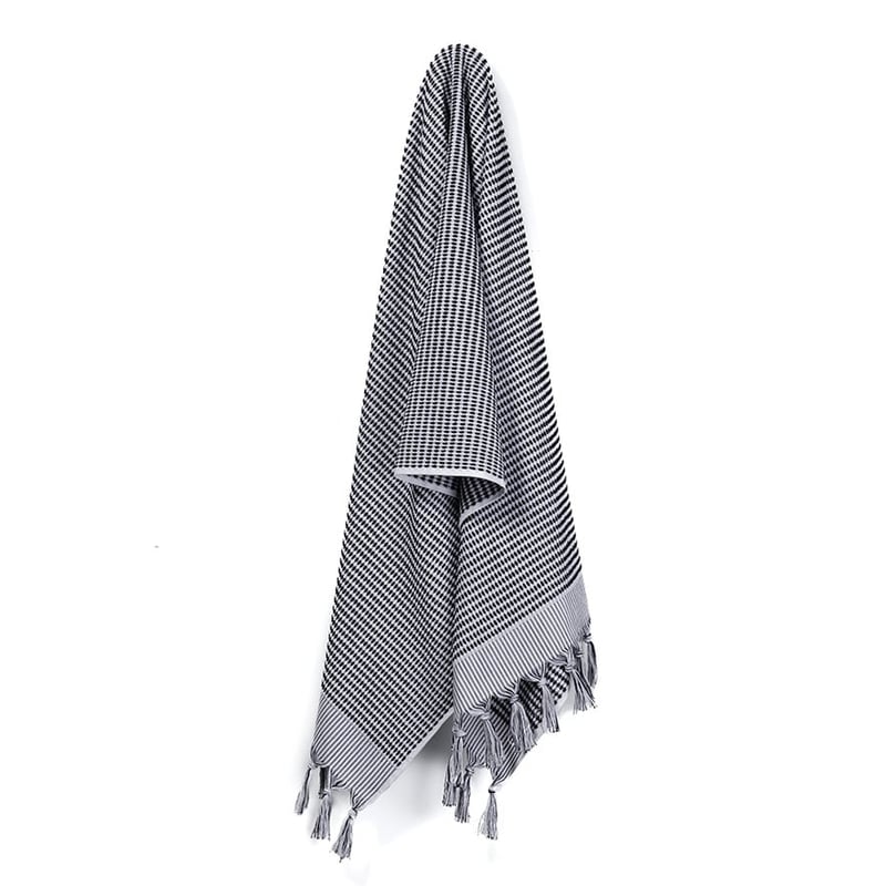 European Coal & White Bobble Textured Velour Beach Towel