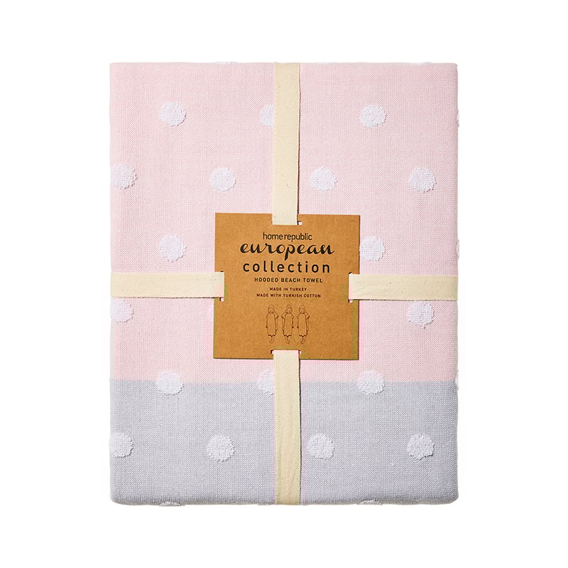 European Turkish Adult Hooded Beach Towel Polka Pink 