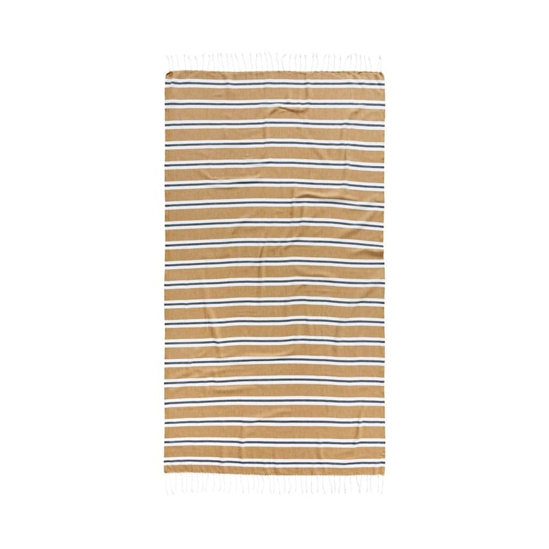 European Turkish Peshtemal Buldan Stripe Mustard Beach Towel