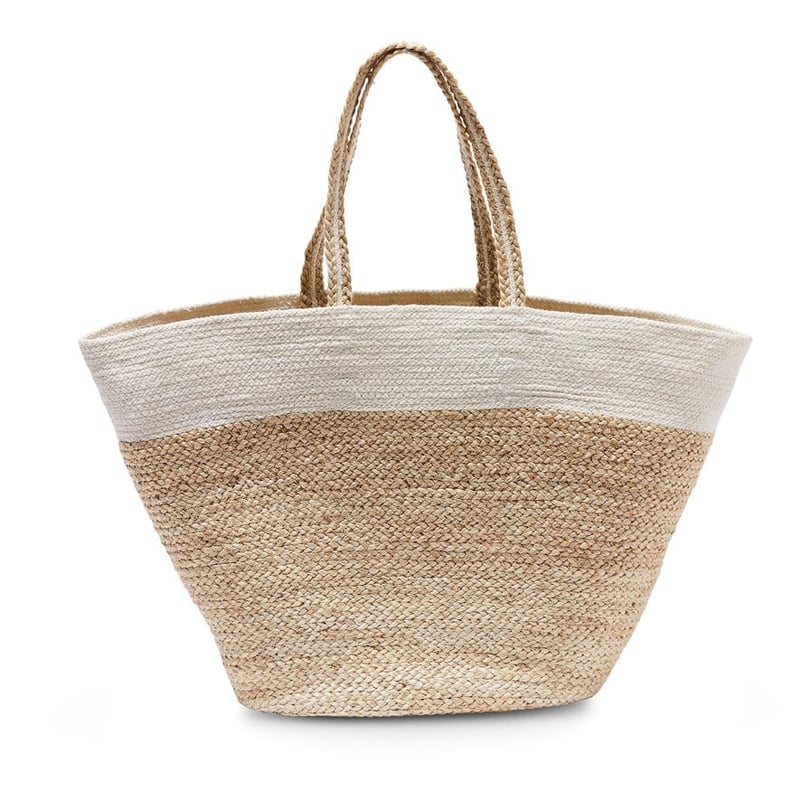 Jute Large White Beach Bag 