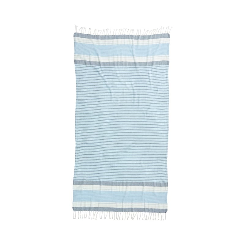 European Turkish Peshtemal Marmaris Stripe Blue Beach Towel