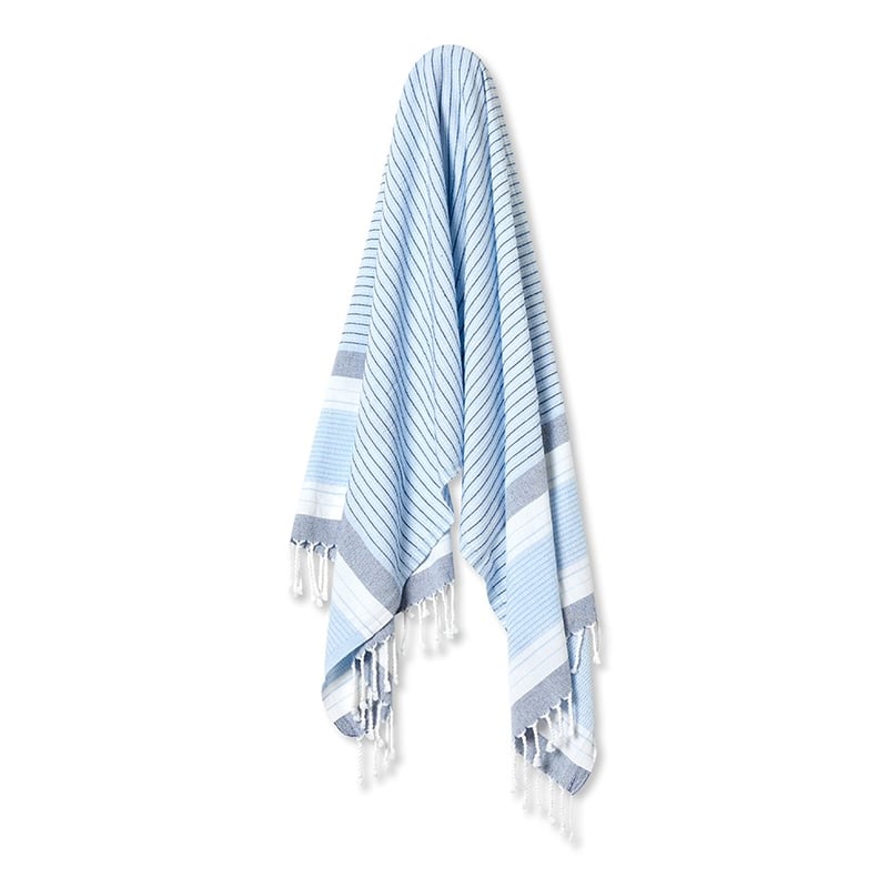 European Turkish Peshtemal Marmaris Stripe Blue Beach Towel