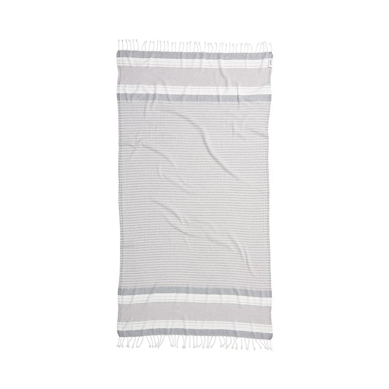 European Turkish Peshtemal Marmaris Stripe Grey Beach Towel