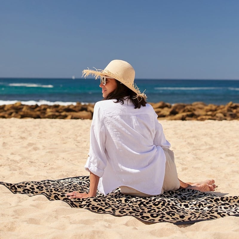 Luxe Leopard Gold Velour Beach Towel