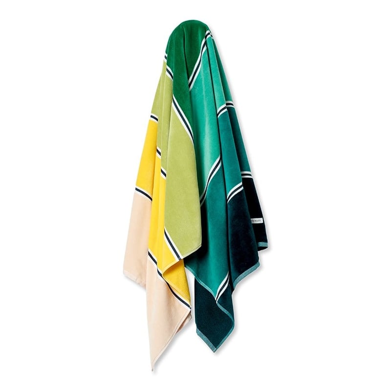 Aruba Stripe Teal Velour Beach Towel