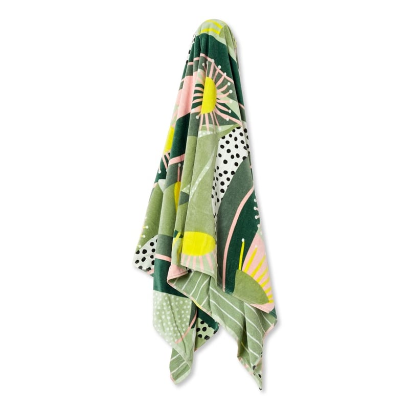 Native Flora Greens Velour Beach Towel