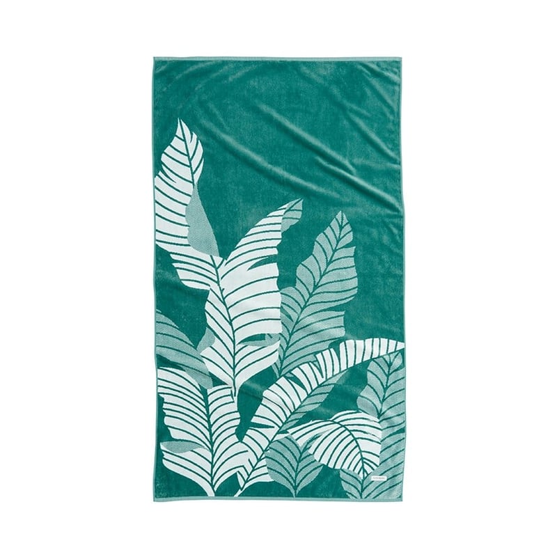 Paradise Palm Aqua Velour Beach Towel
