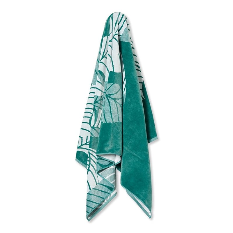 Paradise Palm Aqua Velour Beach Towel
