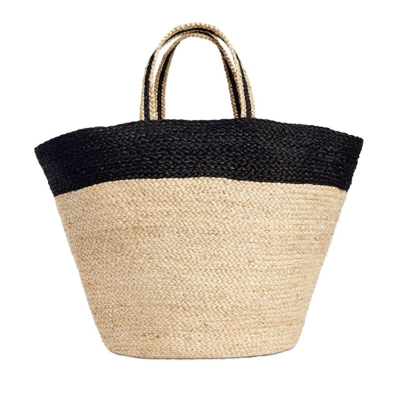 Jute Black Large Beach Bag
