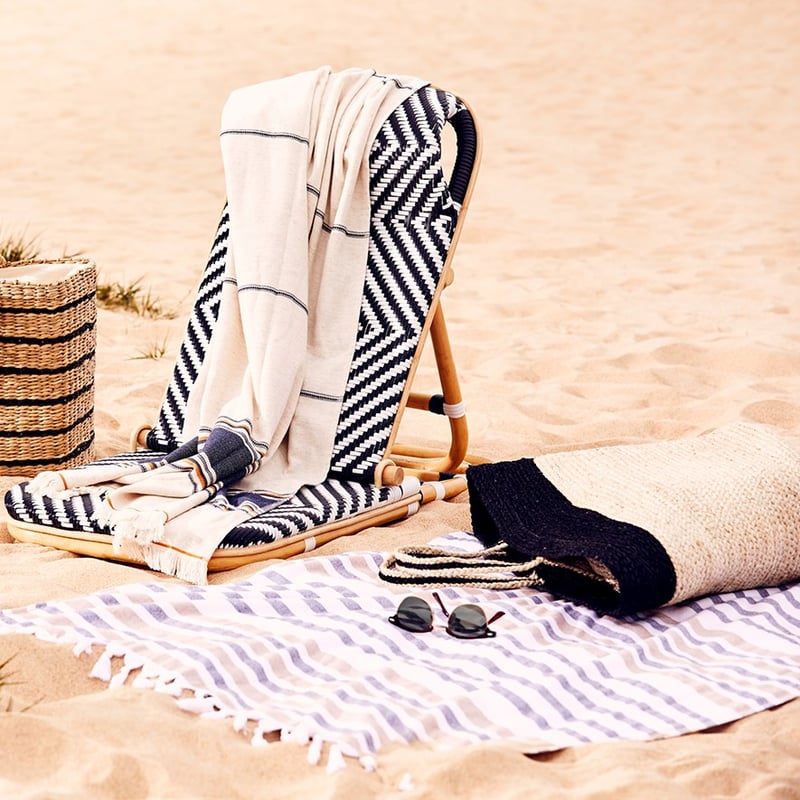 Jute Black Large Beach Bag