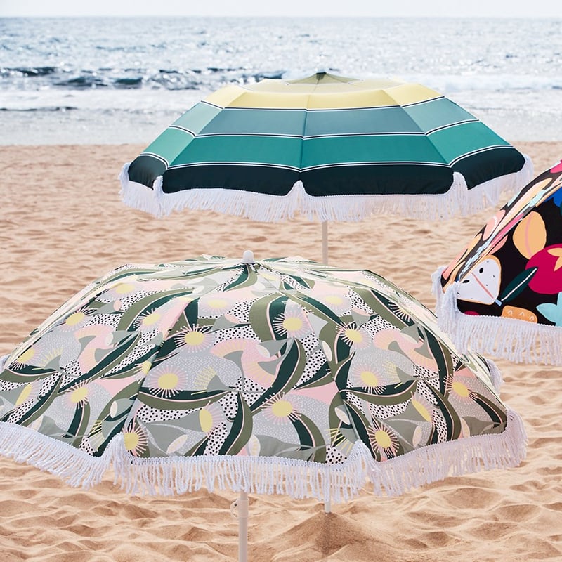 Aruba Stripe Teal Beach Umbrella