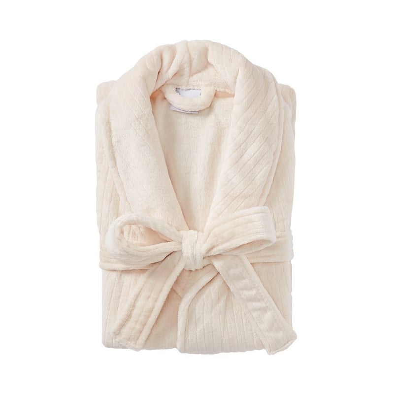 Soft Ivory Ribbed Robe 