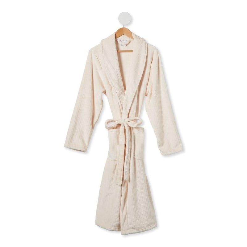 Soft Ivory Ribbed Robe 