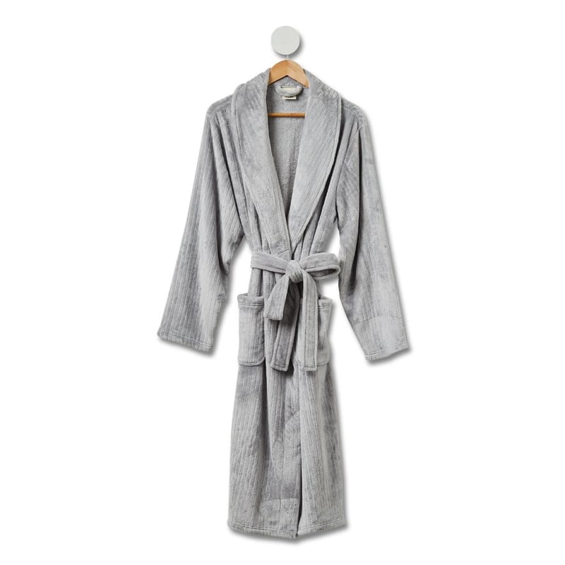 Soft Ribbed Moonrock Grey Bathrobe