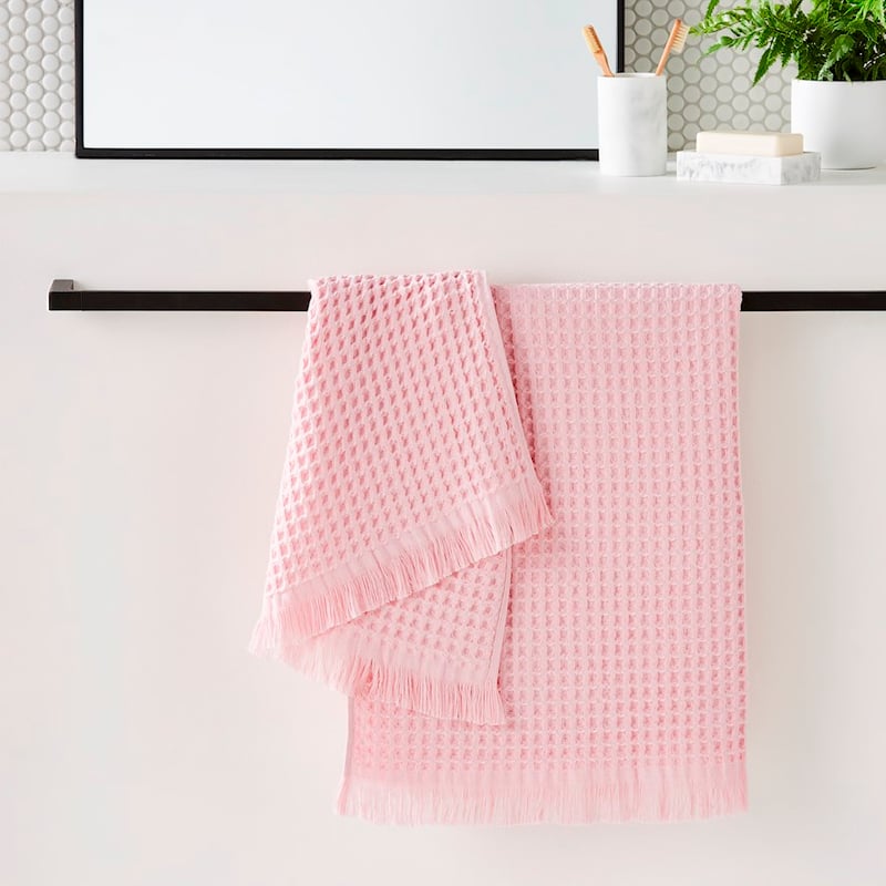European Waffle Dusty Pink Marle Turkish Cotton Towel Range