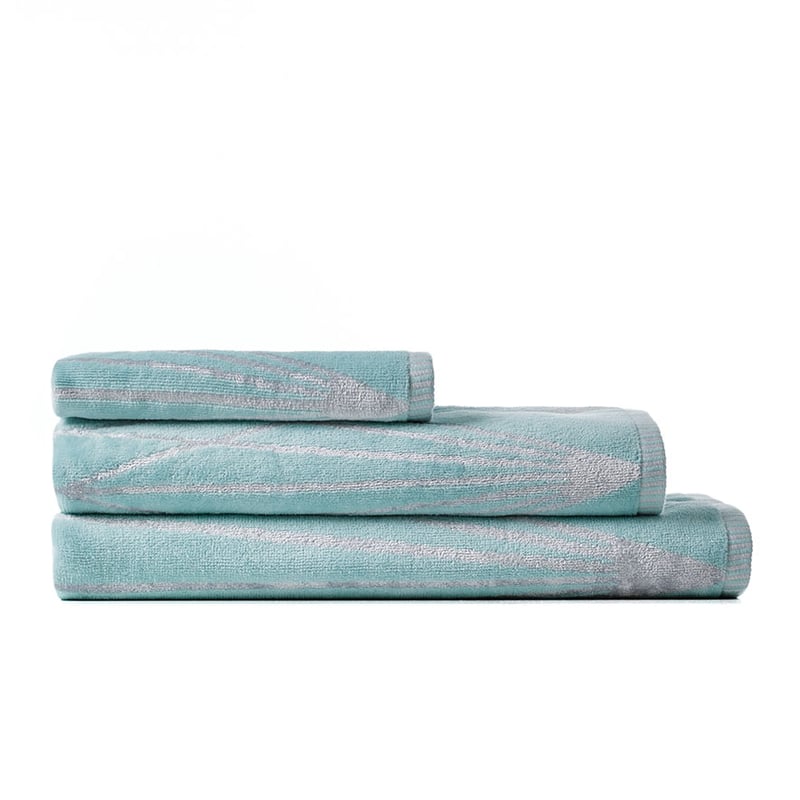 Linear Velour Towels Peppermint Silver