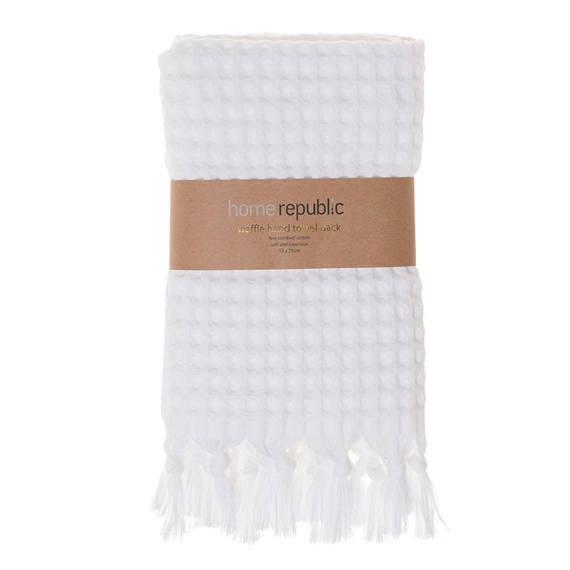 Waffle Hand Towel Pack White