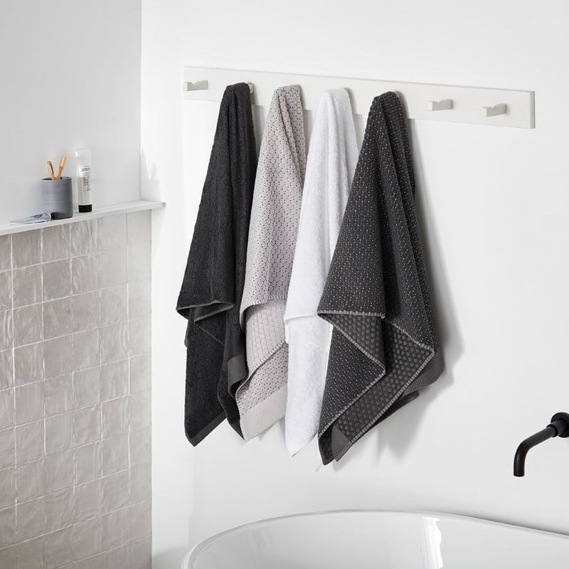 Navara Dove Grey Textured Bamboo Cotton Towel Range