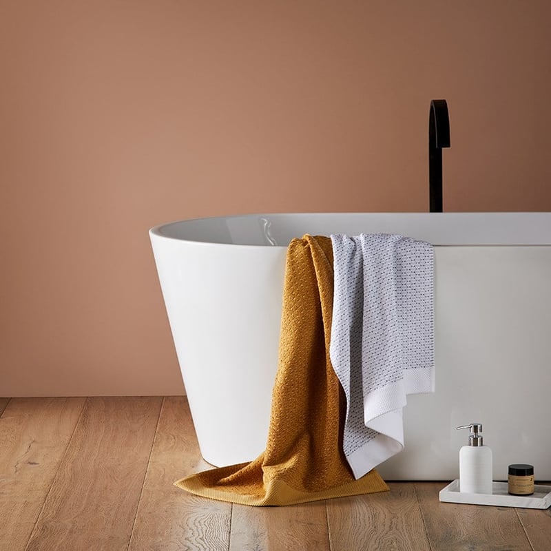 Navara Mustard Textured Bamboo Cotton Towel Range