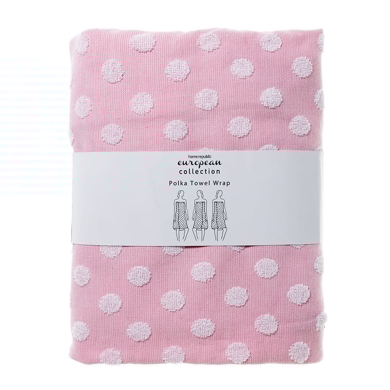 European Collection Polka Towel Wrap Blush Pink