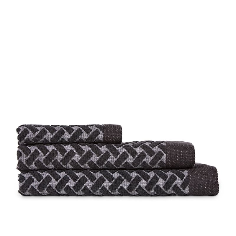 Crosshatch Cotton Bamboo Textured Coal Towels