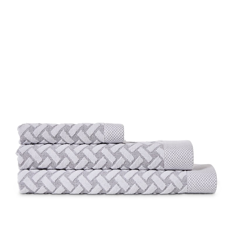 Crosshatch Cotton Bamboo Textured Snow Towels