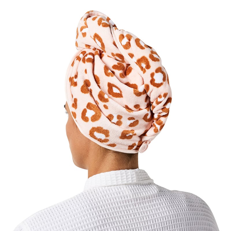 Printed Leopard Peach Hair Towel Wrap