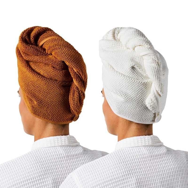 Savannah Ginger & Ivory Textured 2 Pack Hair Towel Wrap 