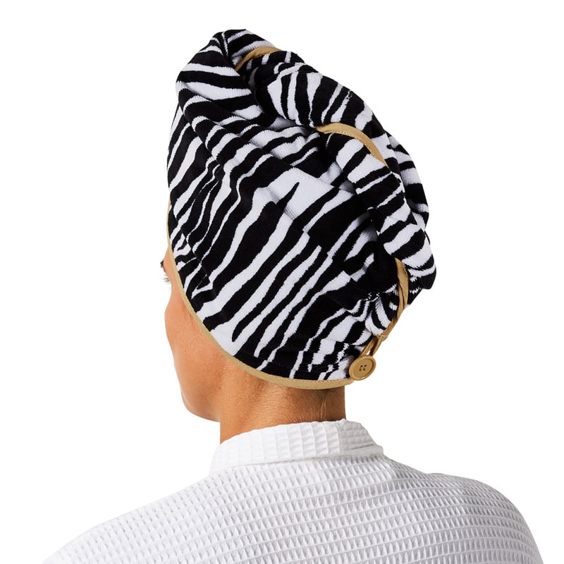 Printed Zebra Hair Towel Wrap