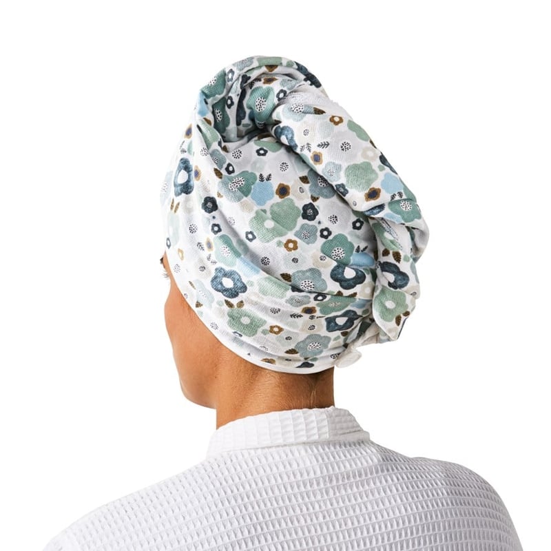 Evergreen Floral Hair Towel Wrap