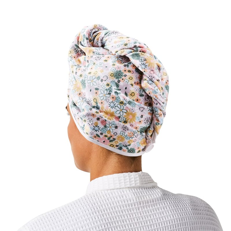 Tiny Floral Hair Towel Wrap