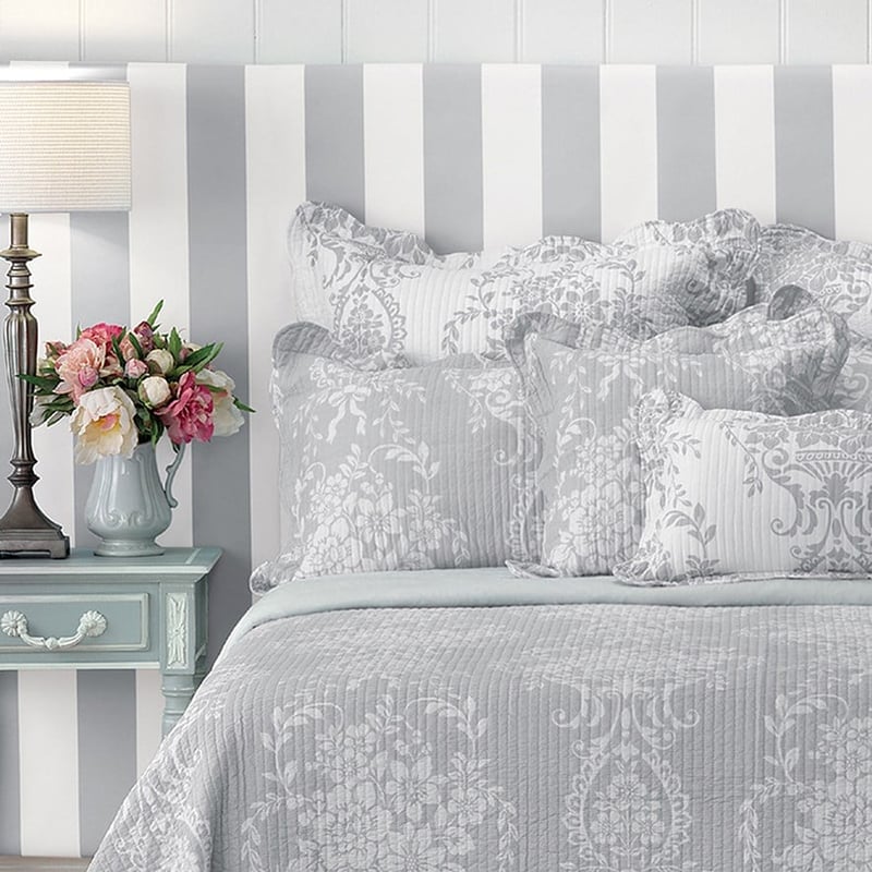 Florence Queen Grey Bedspread Set + Accessories